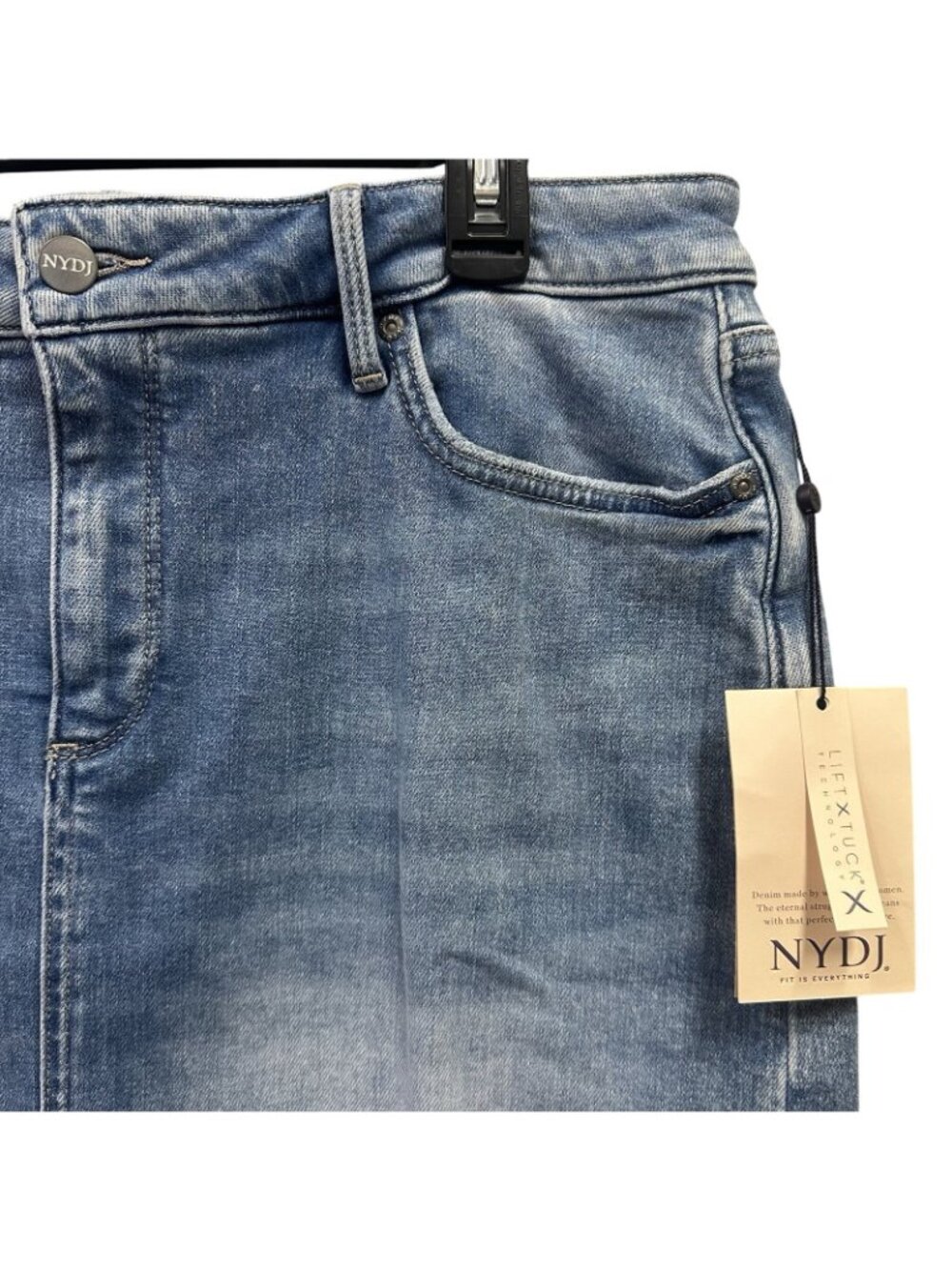 NYDJ Women's Size 12P Quinta 5 Pocket Stretch Denim Jean Skirt Just Above Knee - Picture 3 of 9